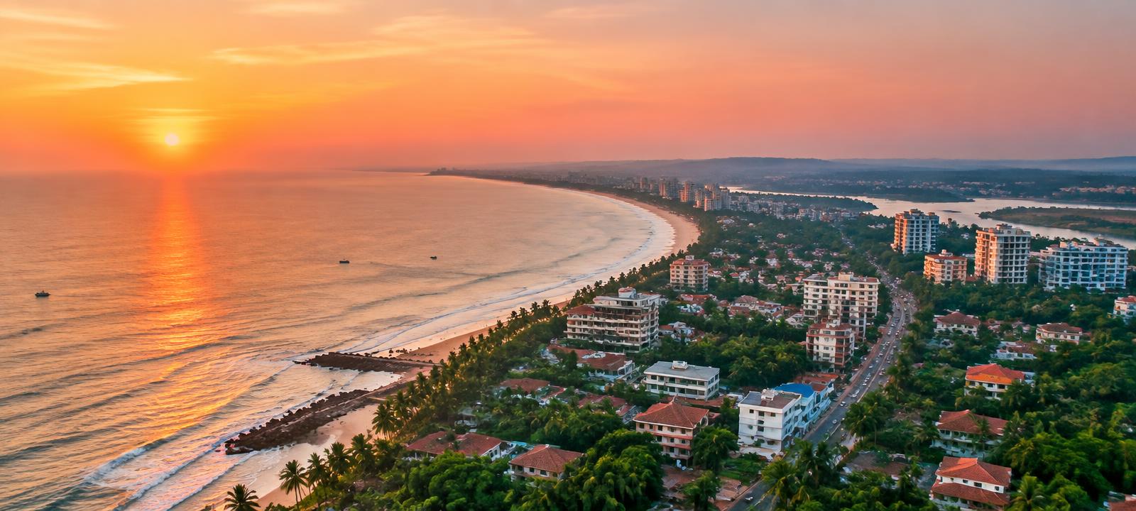 Aerial view of the Mangalore coast